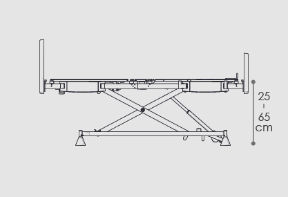 高さの垂直調節<br />
25～65cm